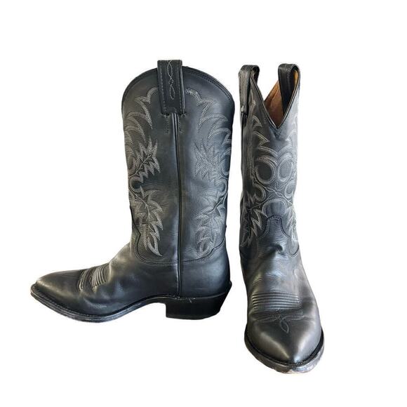 TONY LAMA MEN\'S STALLION LEATHER AMERICANA WESTERN BOOTS 8.5EE Black Xtra- Wide main image 6